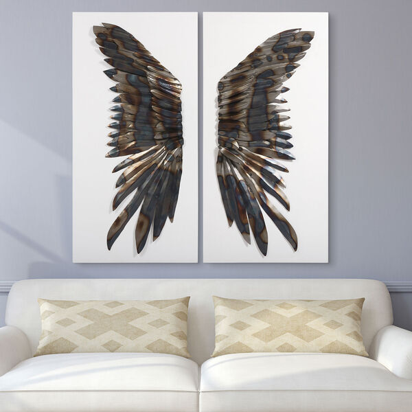 The Wings Primo Mixed Media Iron Wall Sculpture on Canvas, image 1