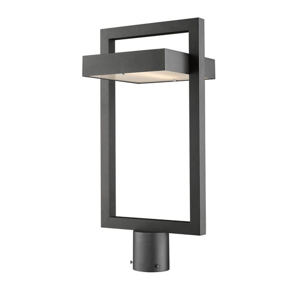 Luttrel Black LED Outdoor Post Mount with Frosted Glass, image 1
