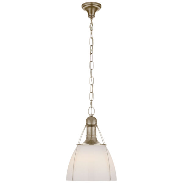Prestwick 14-Inch Pendant in Antique Nickel with White Glass by Chapman  and  Myers, image 1