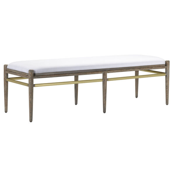 Visby Light Pepper and Brushed Brass Muslin Bench, image 1