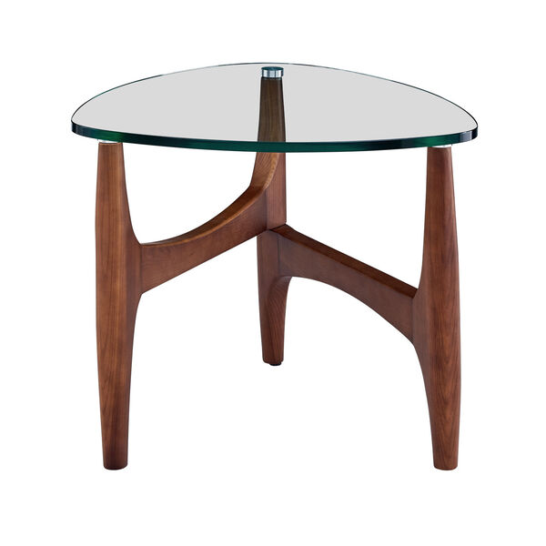 Ledell Clear and Walnut 24-Inch Side Table, image 1