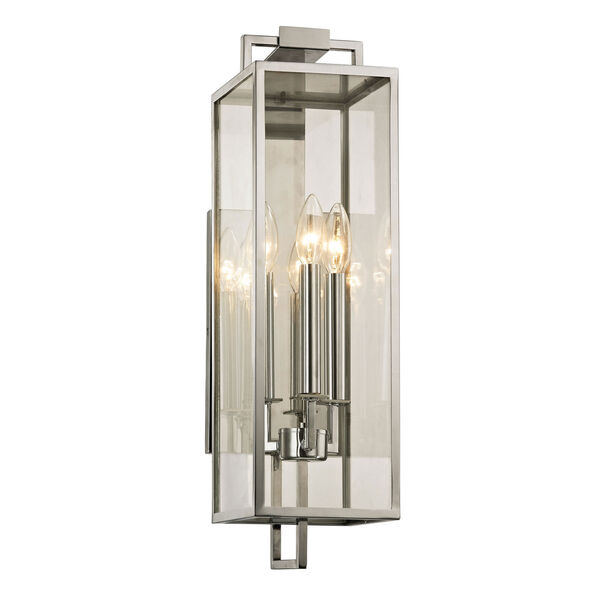 Beatty Polished Stainless Three-Light Outdoor Wall Sconce, image 1