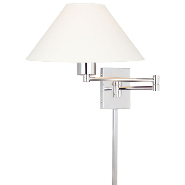Boring Chrome Swing Arm Wall Sconce with Stretched Oyster Linen Shade, image 1