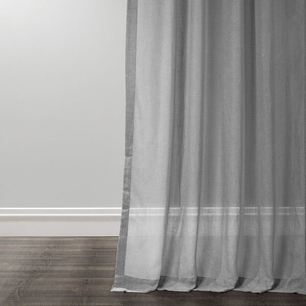 Nickel Faux Linen Sheer Single Panel Curtain 50 x 84, image 4