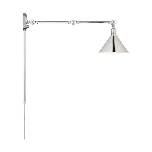 Delancey Nickel Polished One-Light Adjustable Swing Arm Wall Sconce, image 3