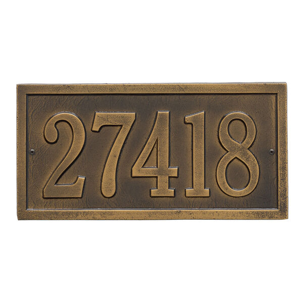 Personalized Bismark Wall Address Plaque in Antique Brass, image 1