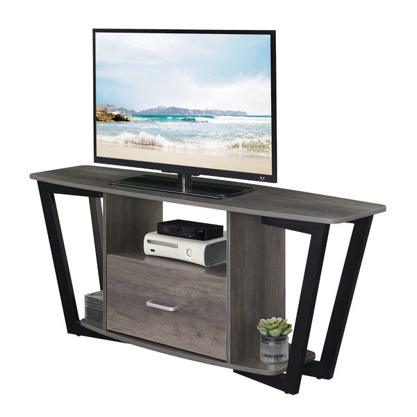 Graystone Charcoal Gray and Black One Drawer TV Stand with Shelves, image 3