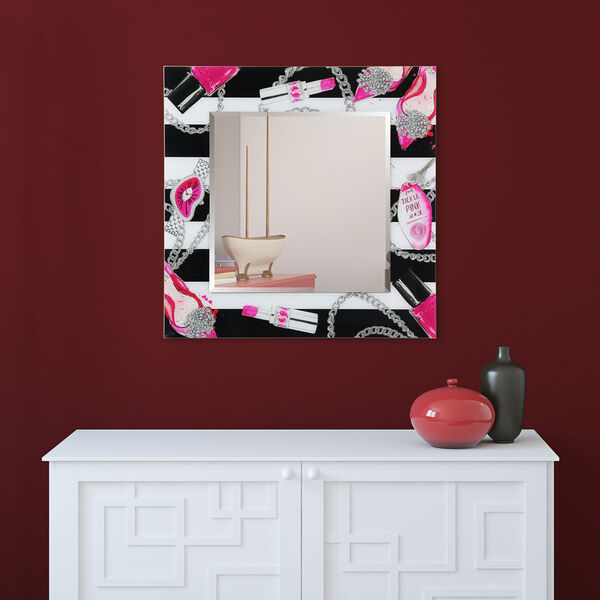 Essentials Pink 36 x 36-Inch Square Beveled Wall Mirror, image 3
