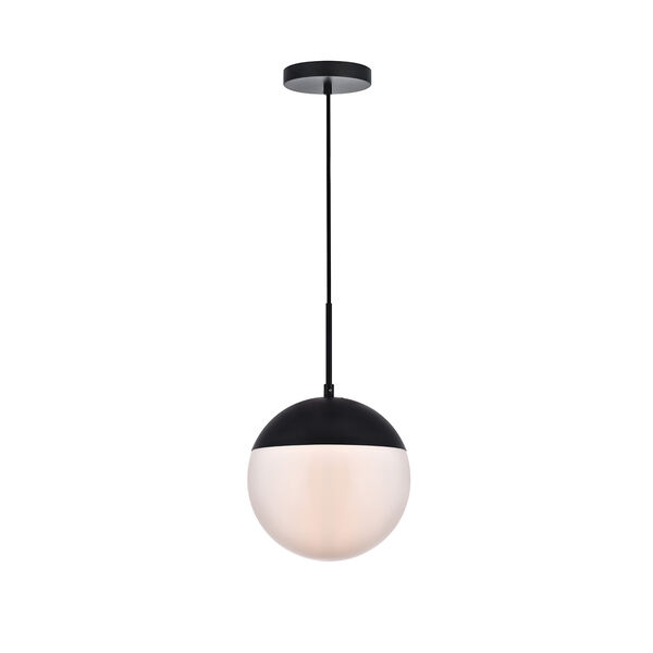 Eclipse Black and Frosted White 10-Inch One-Light Pendant, image 1