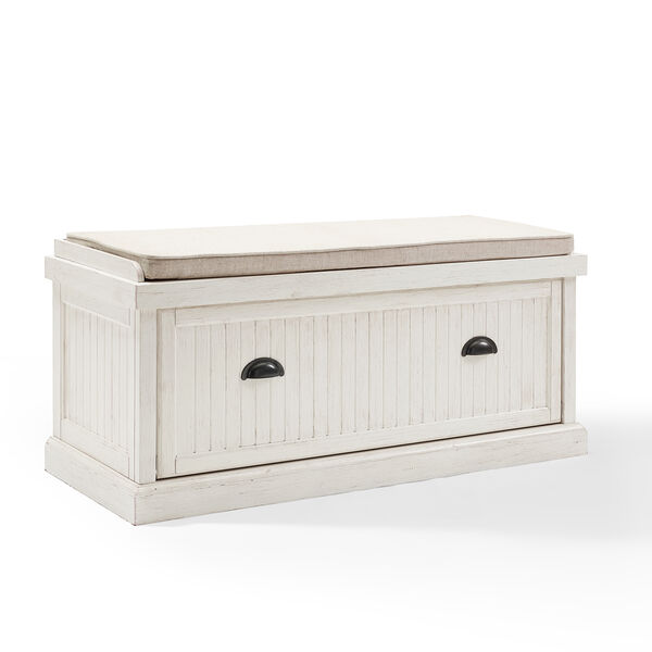 Seaside Entryway Bench in Distressed White Finish, image 1