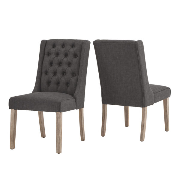 Donna Dark Gray Tufted Linen Upholstered Dining Chair, Set of Two, image 4
