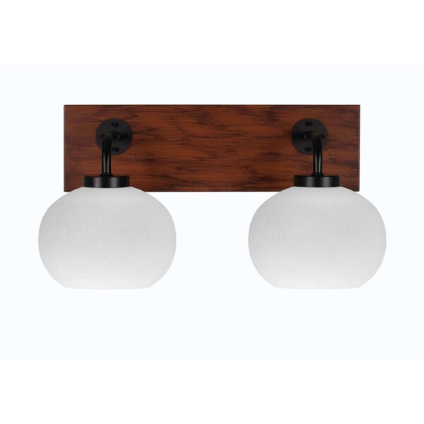 Oxbridge Matte Black Natural Two-Light Bath Vanity with White Round Muslin Glass, image 1