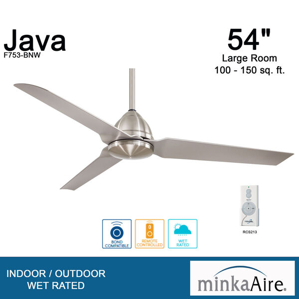 Java Brushed Nickel Wet 54 Inch Blade Span Ceiling Fan, image 5