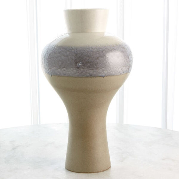 Grey and Ivory Large Ceramic Swell Vase, image 1