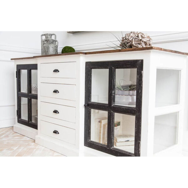 Bourchier Brown, White and Black Four Drawer Two Door Buffet, image 5