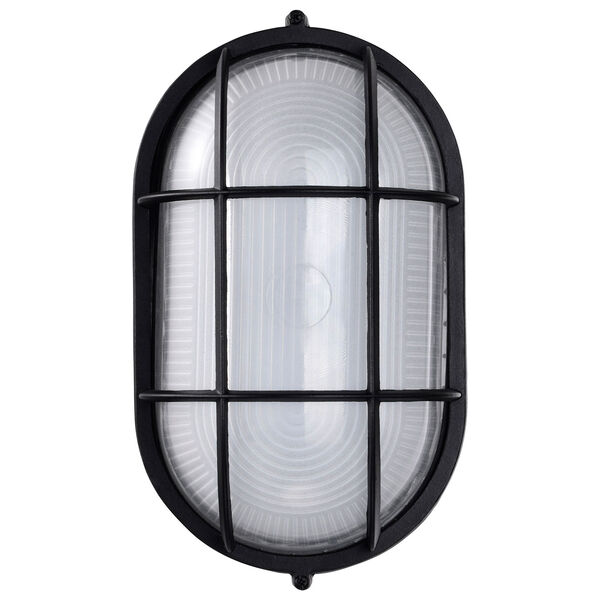 Black LED Oval Bulk Head Outdoor Wall Mount with White Glass, image 3