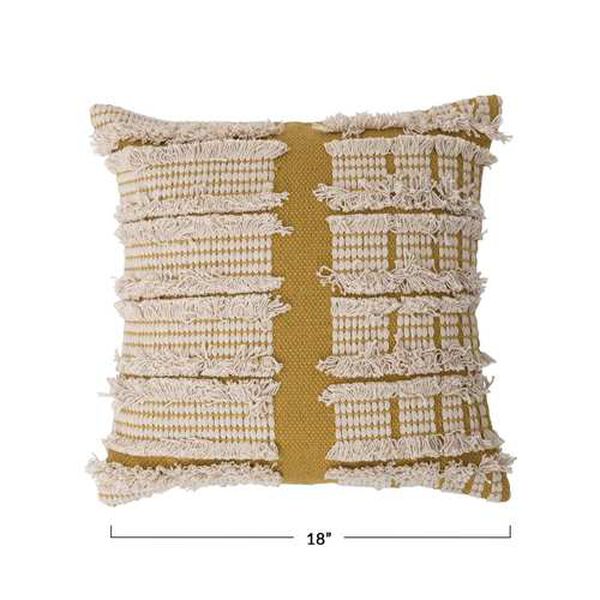 Yellow Woven Cotton Dhurrie 18 x 18-Inch Pillow, image 3