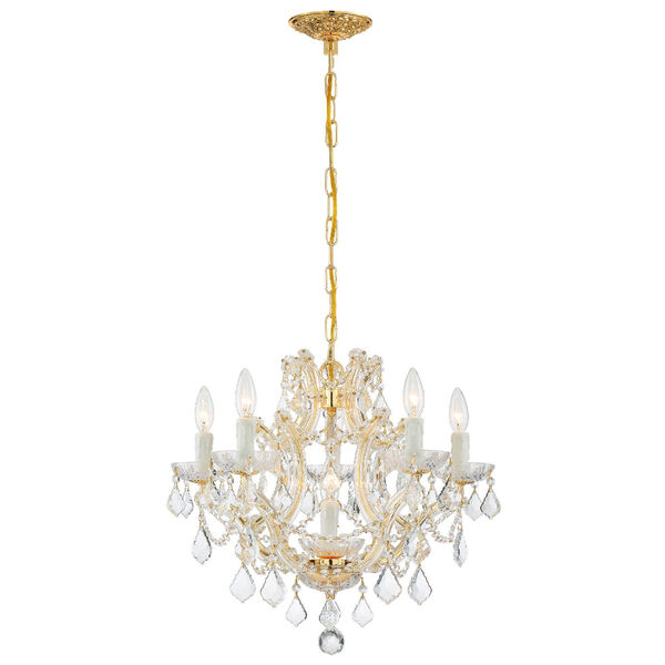 Maria Theresa Traditional Gold Five-Light Chandelier with Hand Cut Crystal, image 6