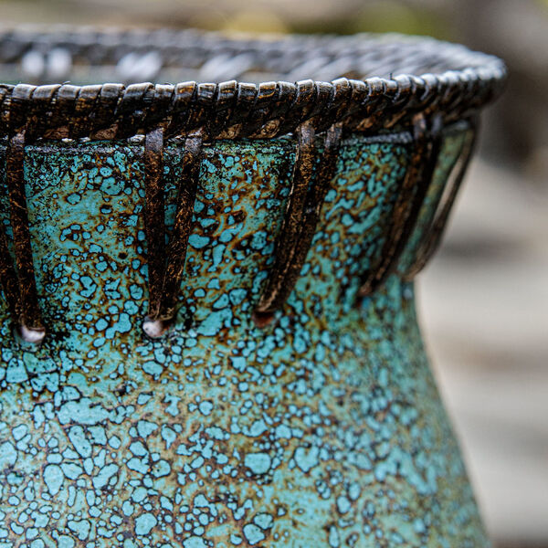 Bisbee Brown and Turquoise Bubble Glaze Vase, Set of 2, image 2