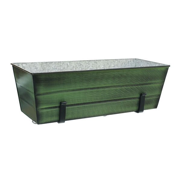 Green Patina 24-Inch Flower Box with Clamp-On Bracket, image 1