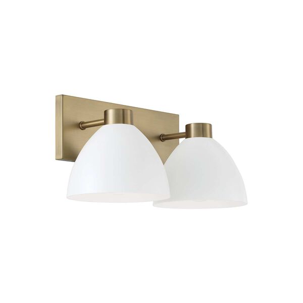 Ross Aged Brass and White Two-Light Bath Vanity, image 1