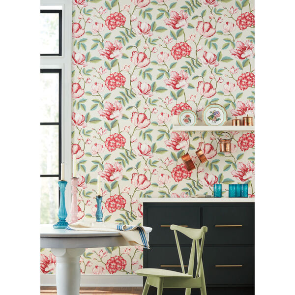 Grandmillennial Beige Morning Garden Pre Pasted Wallpaper - SAMPLE SWATCH ONLY, image 6
