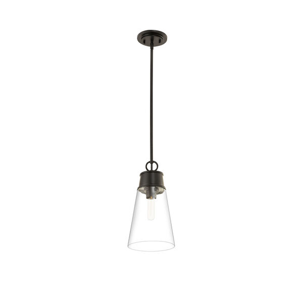 Wentworth Matte Black One-Light Mini Pendant with Clear Glass Shade, image 5