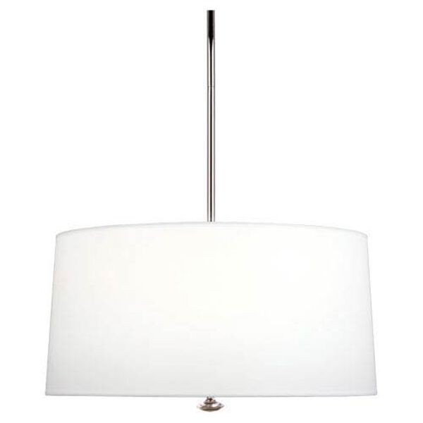 Greenwich Polished Nickel Three-Light Pendant with Ascot White Shade, image 1
