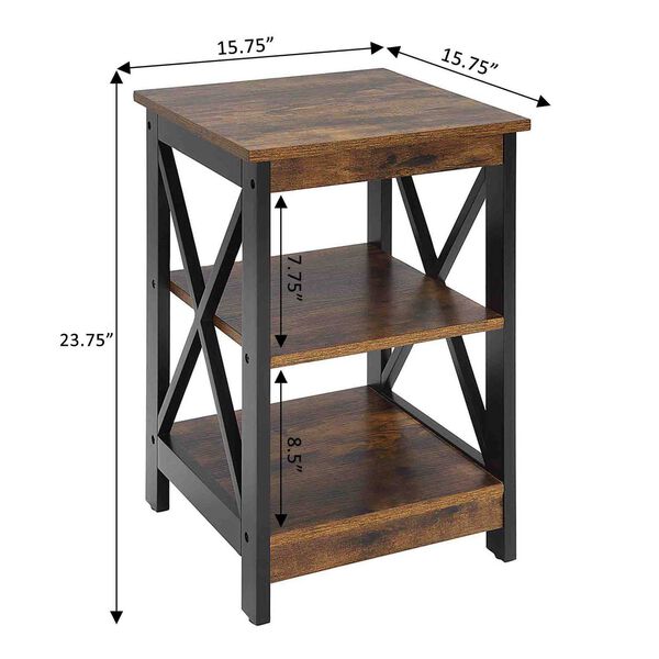 Oxford Barnwood and Black End Table with Shelves, image 5