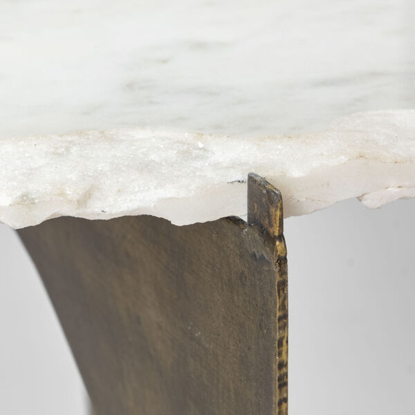 Reinhold II White Round Live-Edge Marble Top End Table, image 5