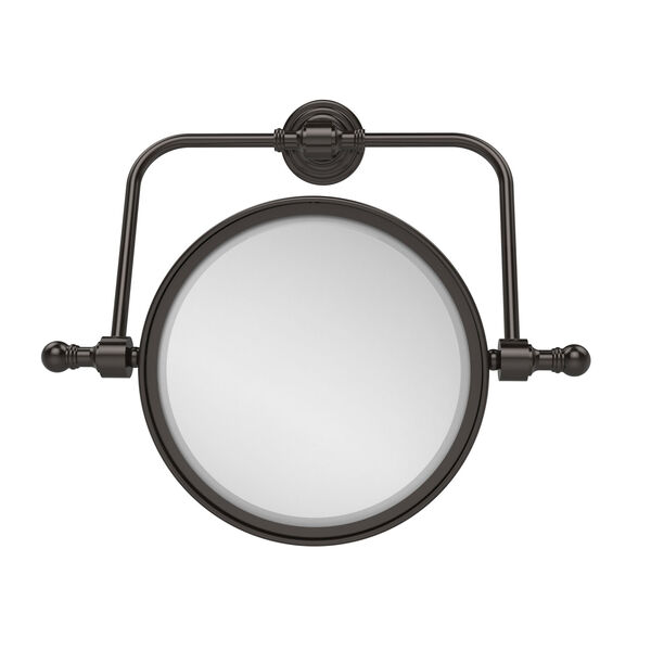 Retro Wave Collection Wall Mounted Swivel Make-Up Mirror 8 Inch Diameter with 2X Magnification, Oil Rubbed Bronze, image 1