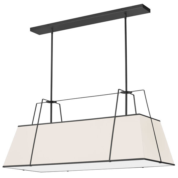 Trapezoid Cream and Black Four-Light Linear Chandelier, image 1