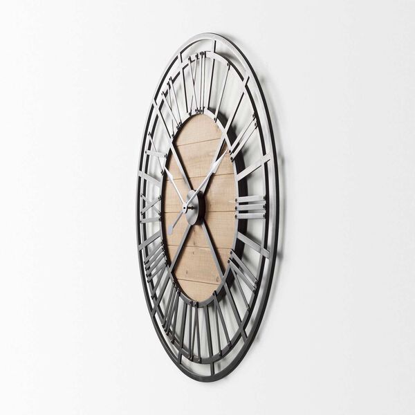 Lewiston Black and Brown Round Wall Clock, image 3