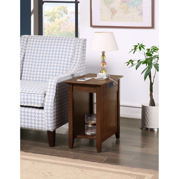 Edison Espresso 24-Inch End Table with Charging Station, image 2