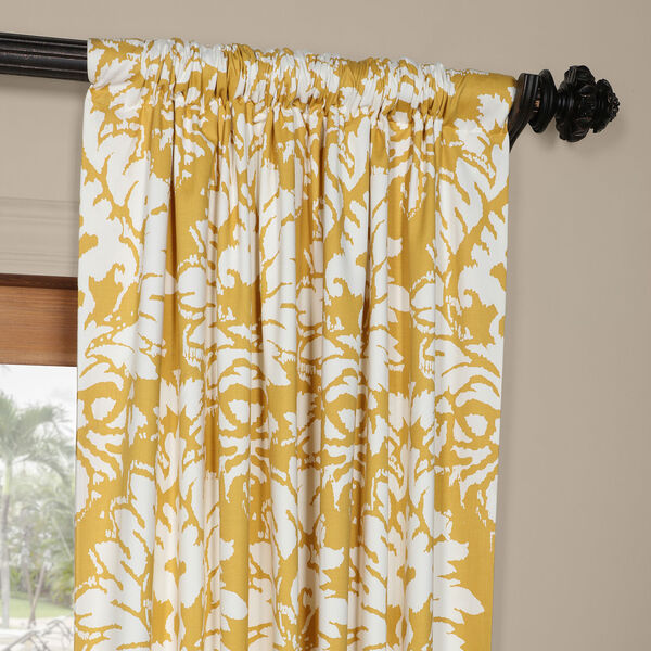 Sun Yellow 96  x 50 In. Printed Cotton Curtain, image 3