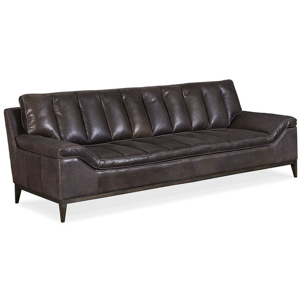 Kandor Black Leather Stationary Sofa, image 1