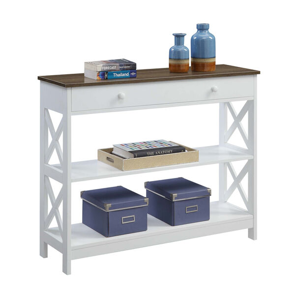 Oxford One Drawer Console Table in Driftwood White, image 3