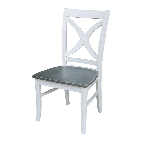 Vineyard White and Heather Gray Curved X-Back Dining Chair-Set of Two, image 1