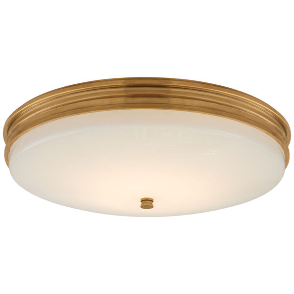 Launceton Medium Flush Mount in Antique-Burnished Brass with White Glass by Chapman  and  Myers, image 1