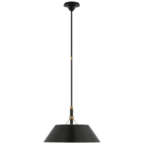 Turlington Large Pendant in Bronze and Hand-Rubbed Antique Brass with Bronze Shade by Thomas O'Brien, image 1