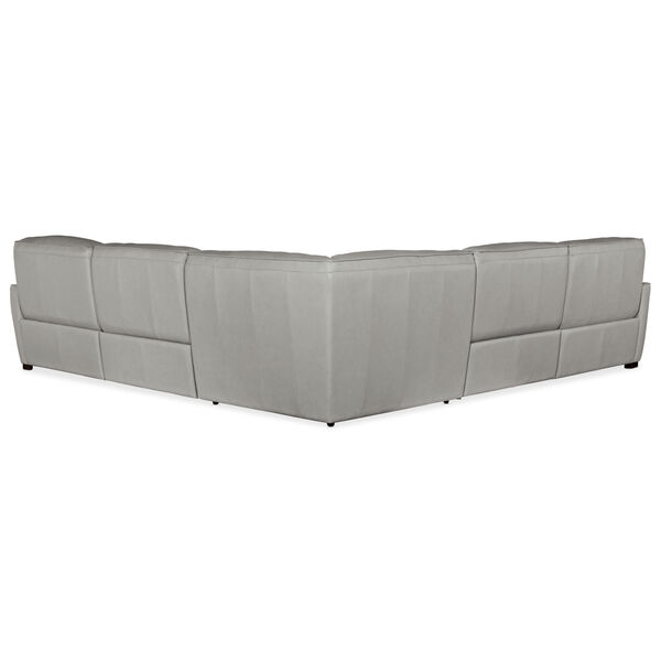 Reaux Gray Leather Five-Piece Power Recline Sectional with Three Power Recliner Sections, image 2