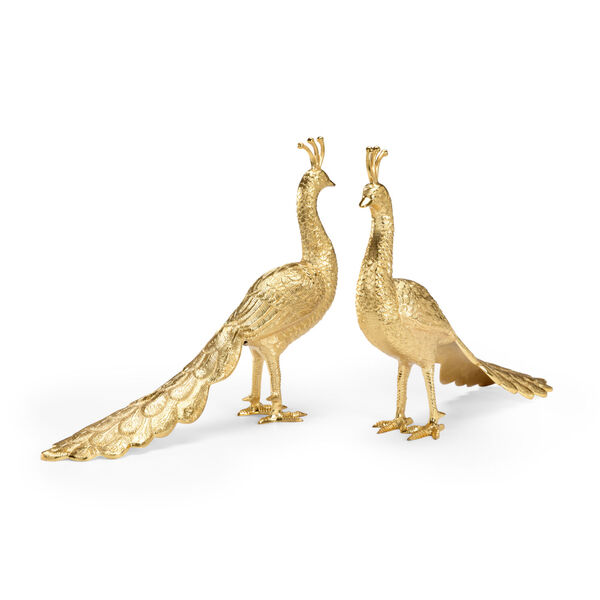 Polished Brass Peacocks Figurine, image 1
