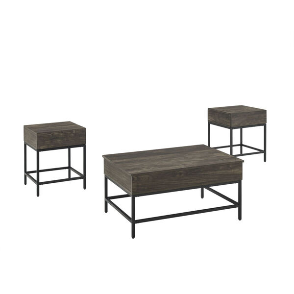 Jacobsen Brown Ash and Matte Black Three-Piece Coffee Table Set, image 3