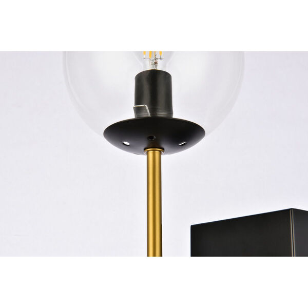 Neri Black and Brass and Clear Two-Light Bath Vanity, image 6
