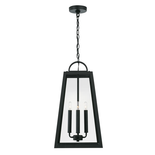 Leighton Black Four-Light Outdoor Hanging Lantern Pendant with Clear Glass, image 2