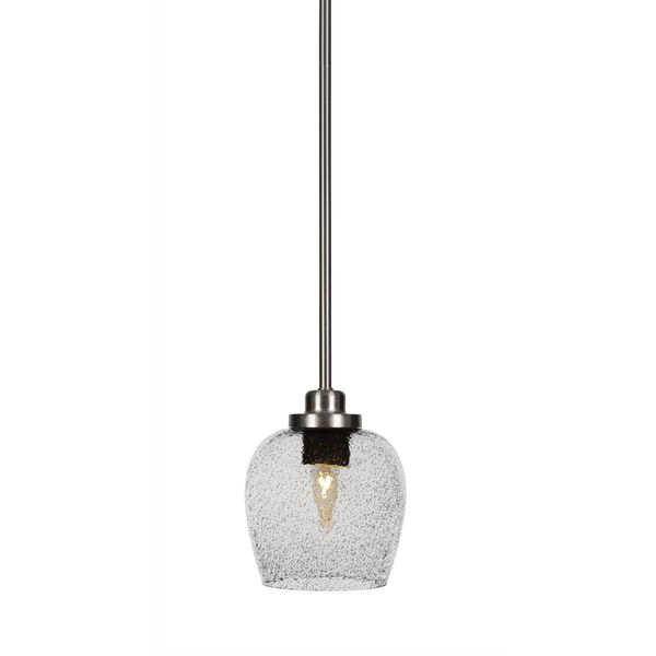 Odyssey Brushed Nickel Eight-Inch One-Light Mini Pendant with Smoke Bubble Glass Shade, image 1
