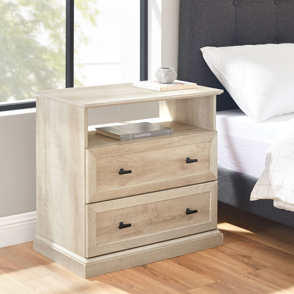 Clyde White Oak Nightstand with Two Drawers, image 4
