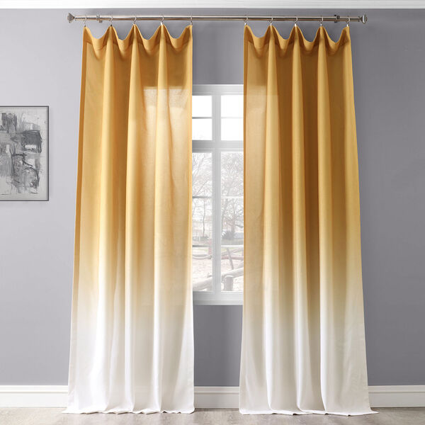 Ombre Gold Faux Linen Semi Sheer Single Panel Curtain 50 x 96, image 1