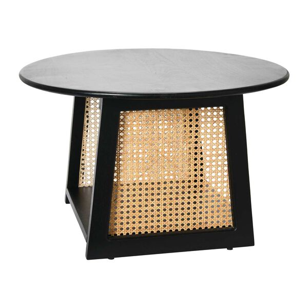 Black Mango Wood with Woven Cane Coffee Table, image 4