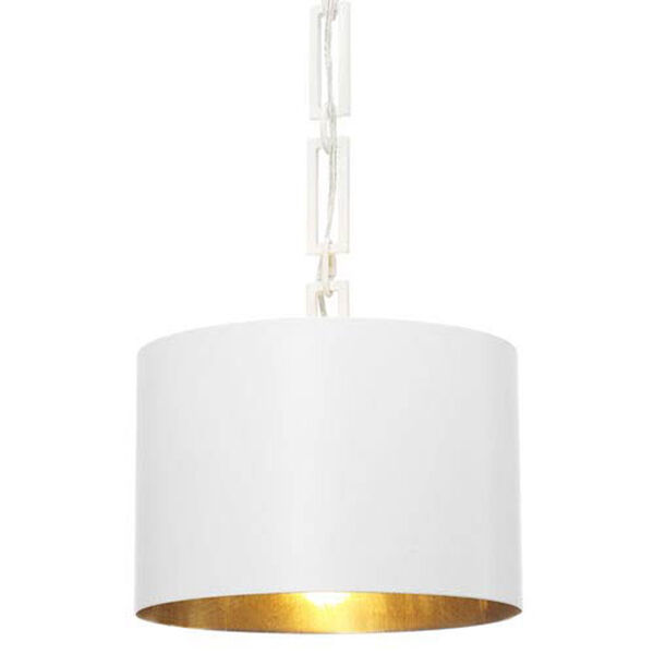 Elinor Matte White and Antique Gold 12-Inch One-Light Drum Pendant, image 1